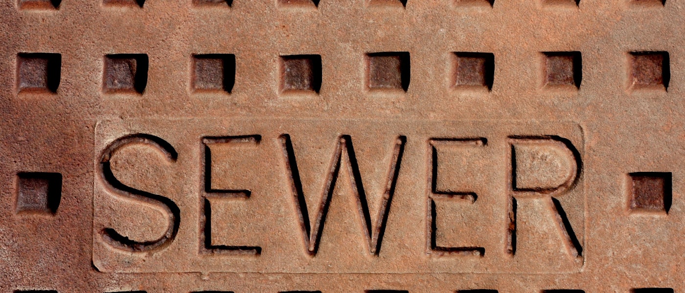 Sewer pipe close-up for inspection and cleaning